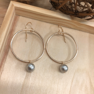 Grey Luster Pearl Hoops