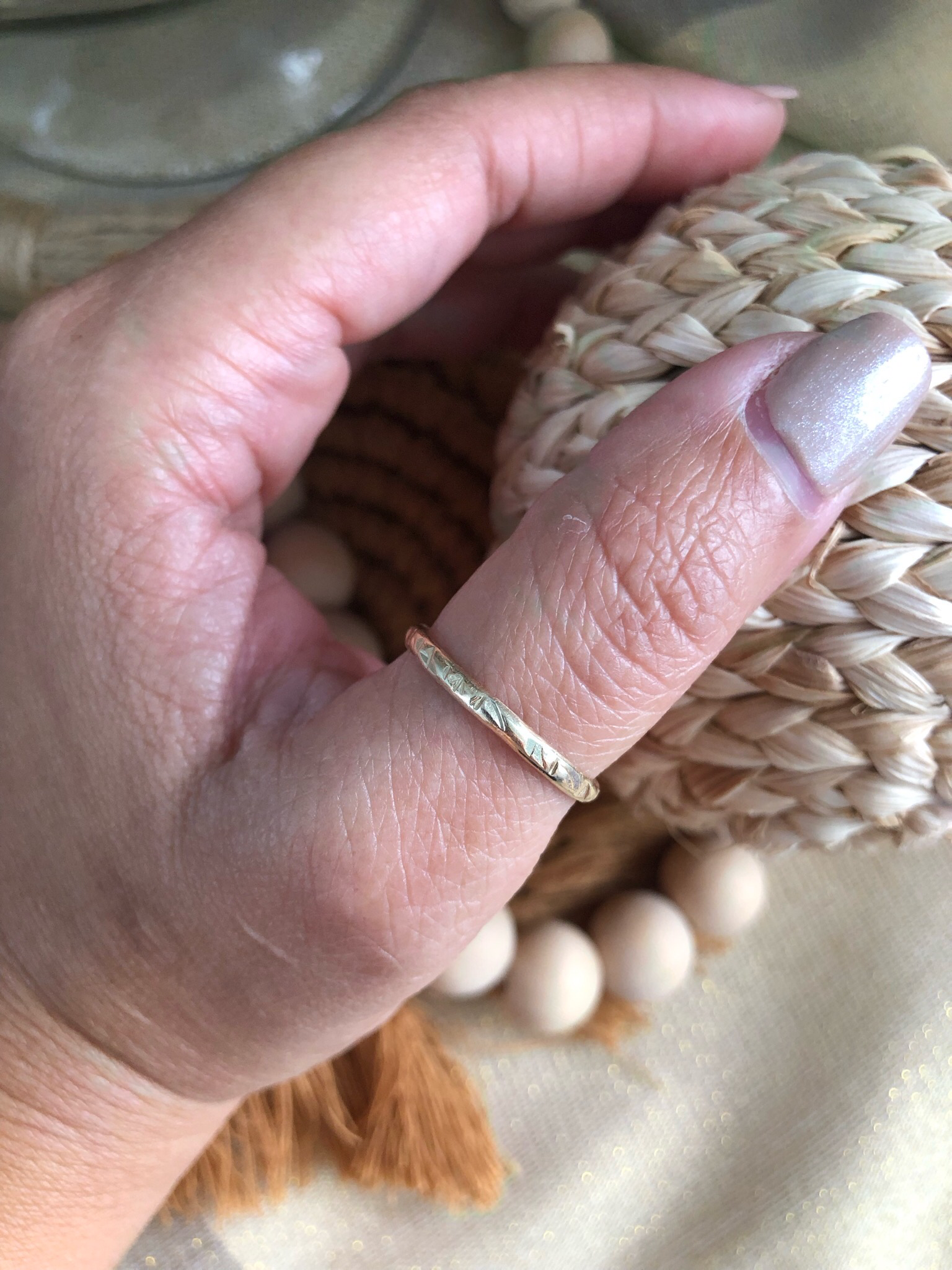 Half Round Hammered Ring